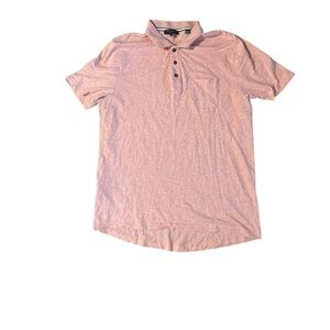 Ted Baker Polo Shirt Men's Size 4 Pink Collared Cotton Short Sleeve Chest Pocket